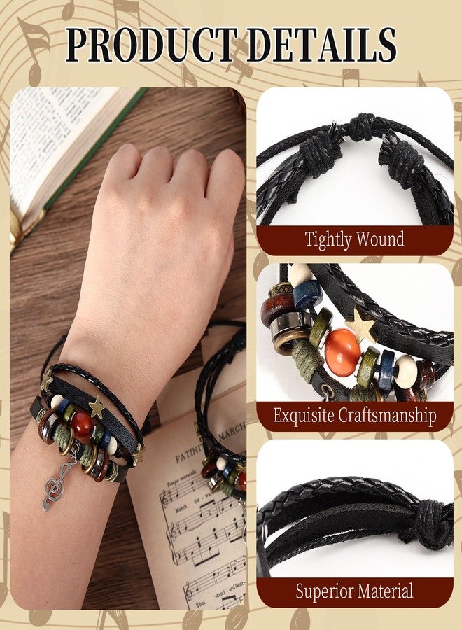 JOLYEAK Fairy Grunge Bracelet,Leather Music Bracelet,Punk Bohemian Bracelets,Hippie Aesthetic Cuff Wrap Leather Bracelets for Women Men - Image 4